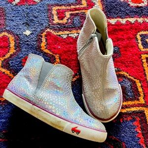 Shiny “dino skin” high tops